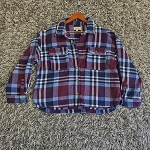 Frye and Co. Plaid Ashley Blue Combo Shirt Jacket Size XXL Heavy And Super Soft